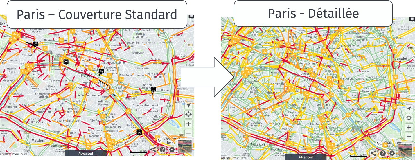 Couverture détaillée Paris HERE webinar trafic optimisation tournées