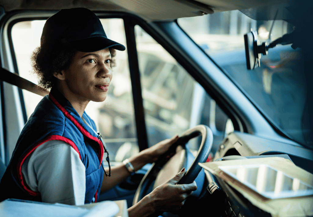 Delivery driver in a truck