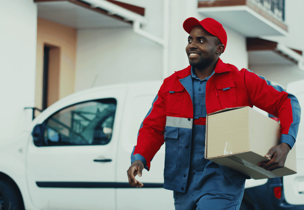 Smiling Delivery man with a parcel